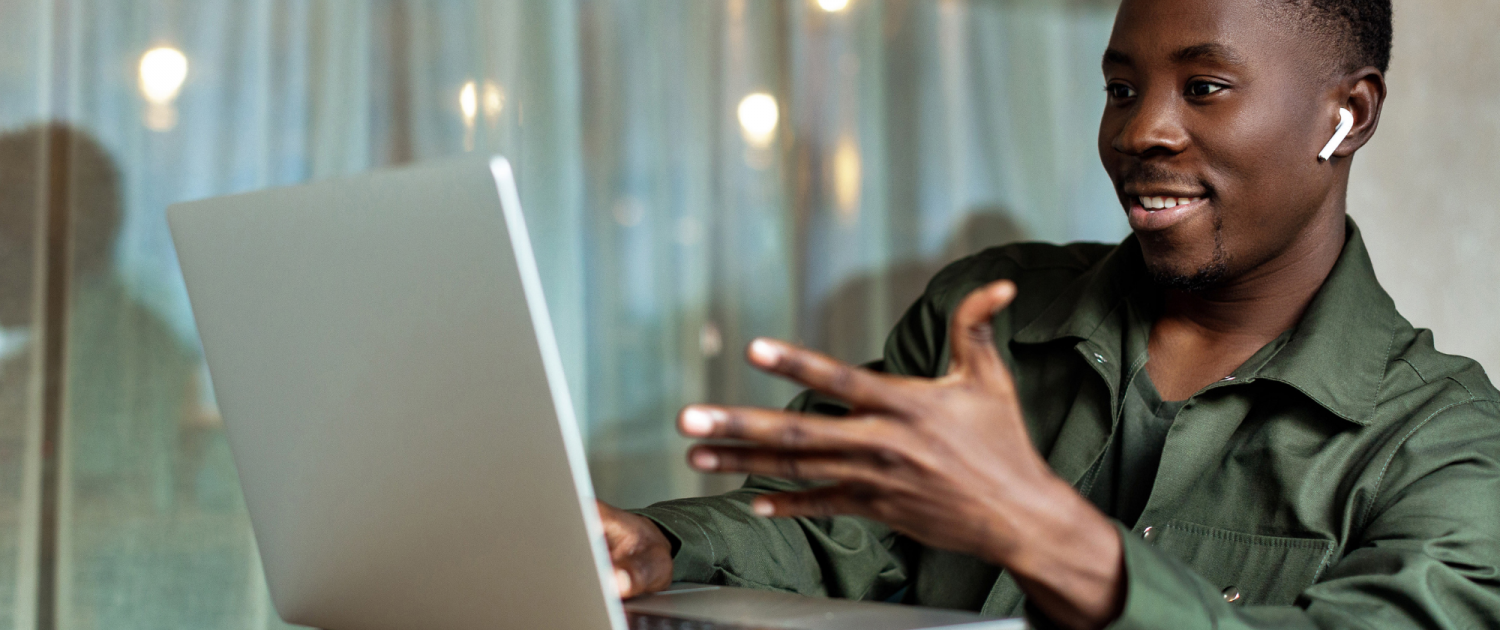 African American Male on Laptop